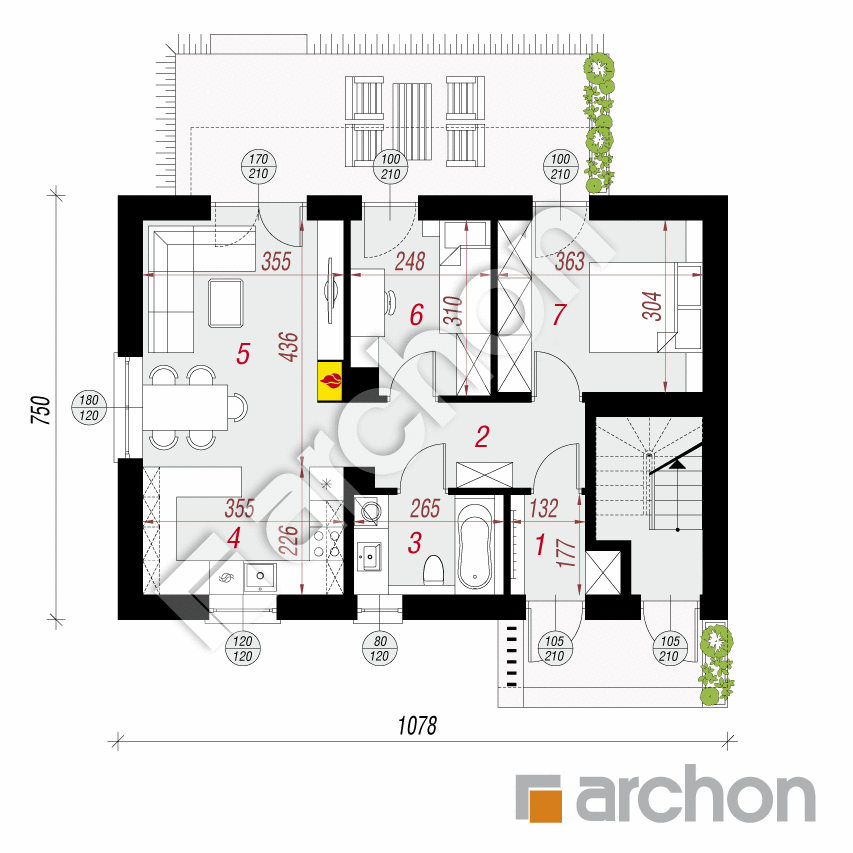 gotowy projekt Dom w halezjach (R2A) rzut parteru