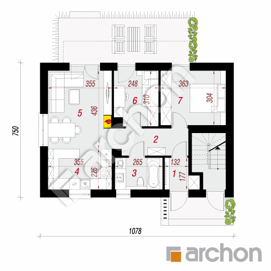 gotowy projekt Dom w halezjach (R2A) rzut parteru