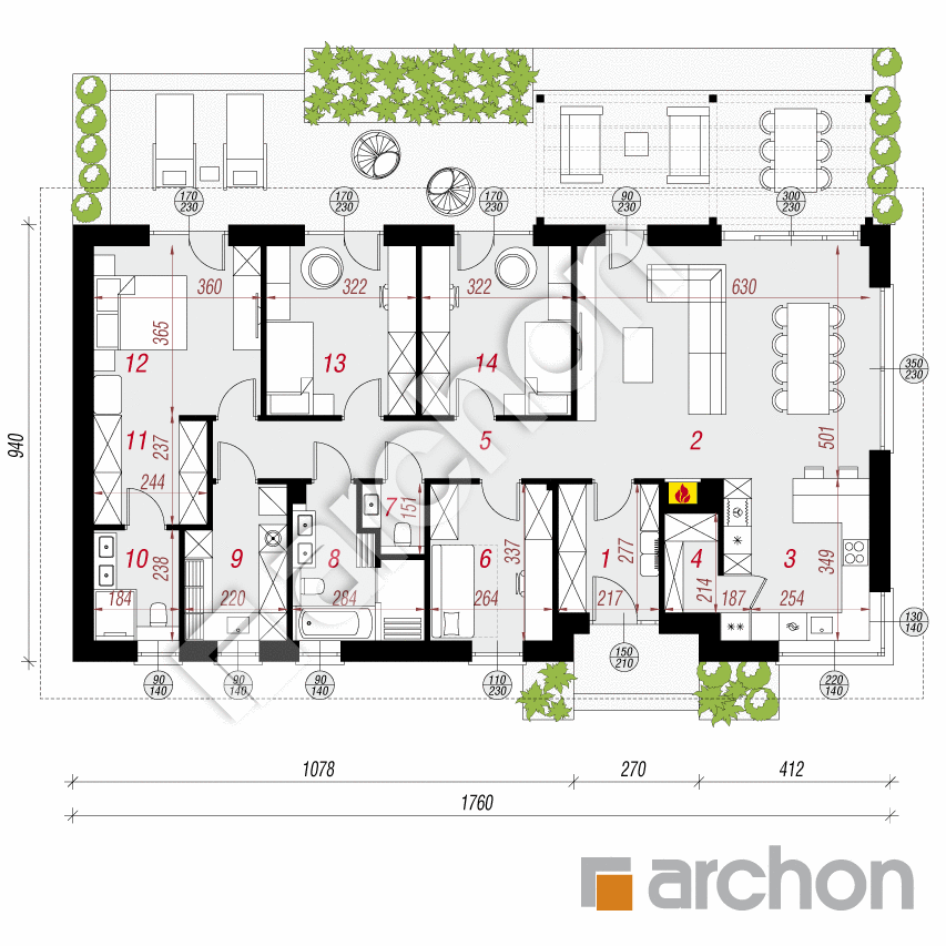 gotowy projekt Dom w goldstarach 3 rzut parteru
