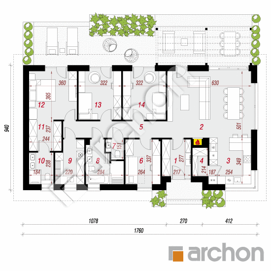 gotowy projekt Dom w goldstarach 3 rzut parteru