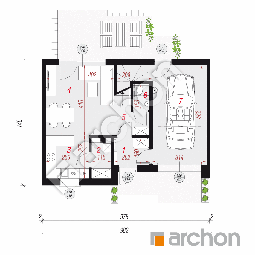 gotowy projekt Dom w murajach (GS) rzut parteru