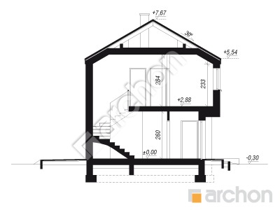 gotowy projekt Dom w murajach (GS) przekroj budynku