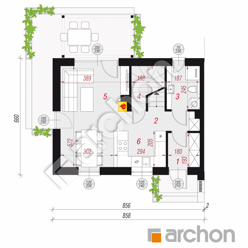 gotowy projekt Dom w everniach 4 (B) rzut parteru