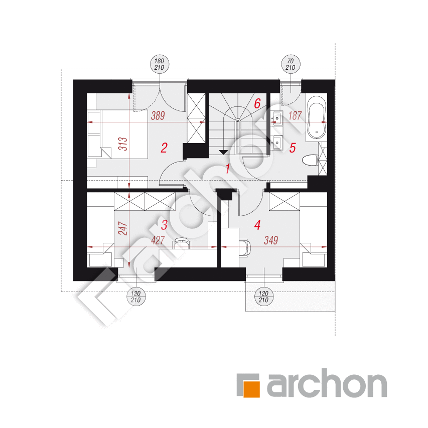gotowy projekt Dom w everniach 4 (B) rzut poddasza