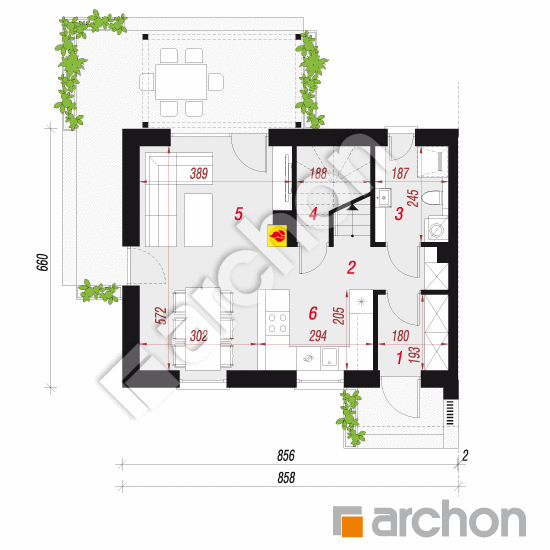 gotowy projekt Dom w everniach 4 (B) rzut parteru