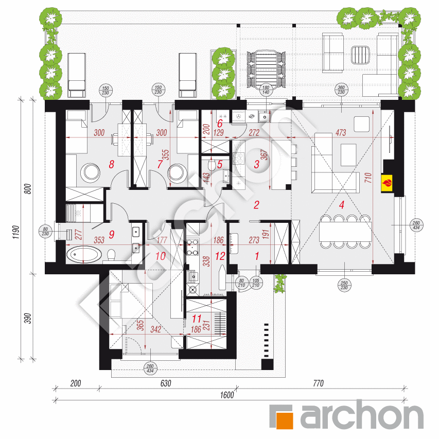 gotowy projekt Dom w fantazjach 2 (E) rzut parteru