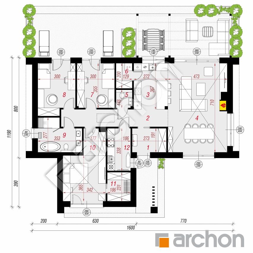 gotowy projekt Dom w fantazjach 2 (E) rzut parteru