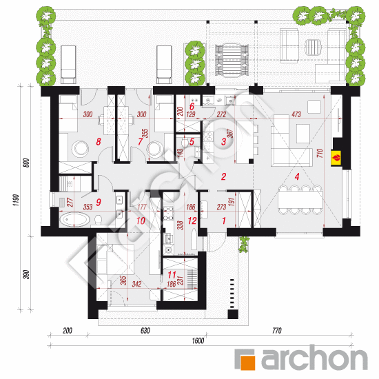 gotowy projekt Dom w fantazjach 2 (E) rzut parteru