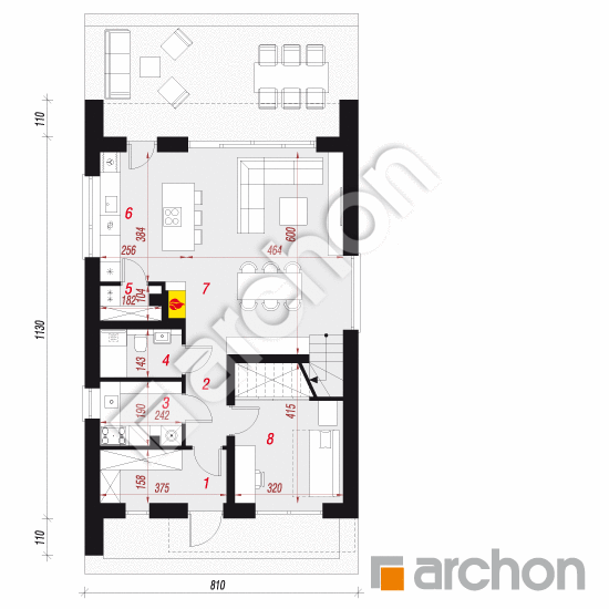 gotowy projekt Dom w kronselkach 4 (E) rzut parteru