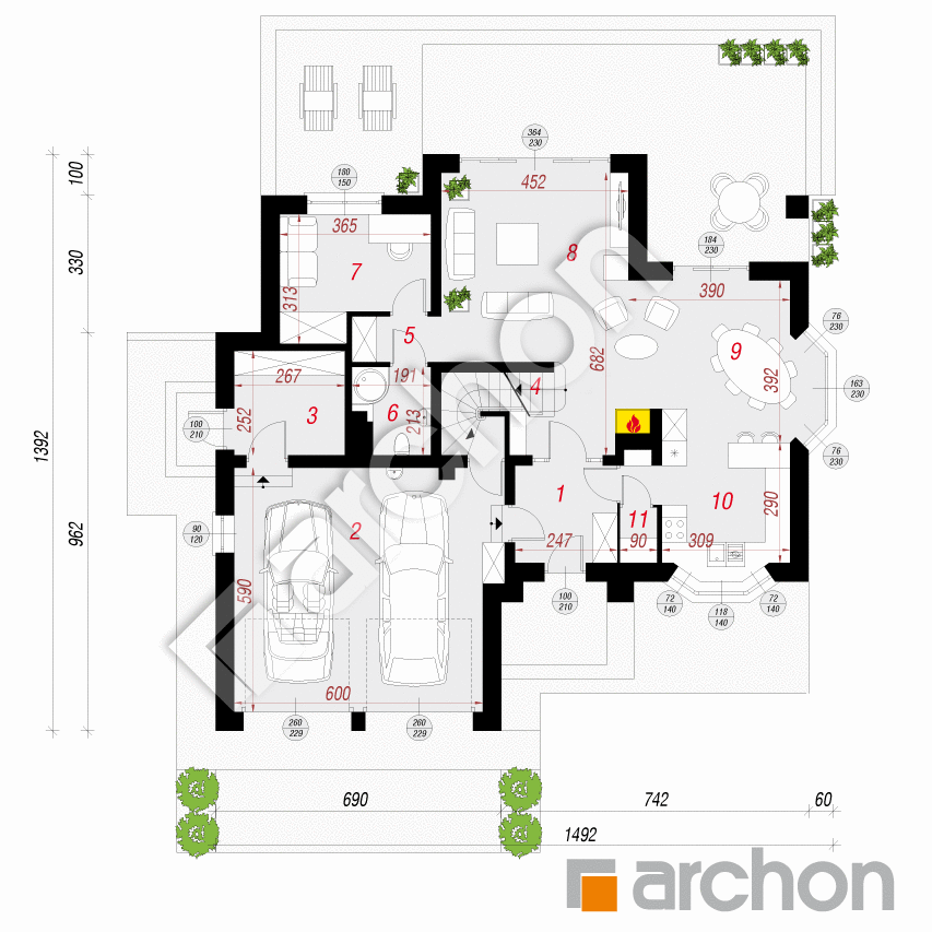 gotowy projekt Dom w kalateach 2 (P) rzut parteru