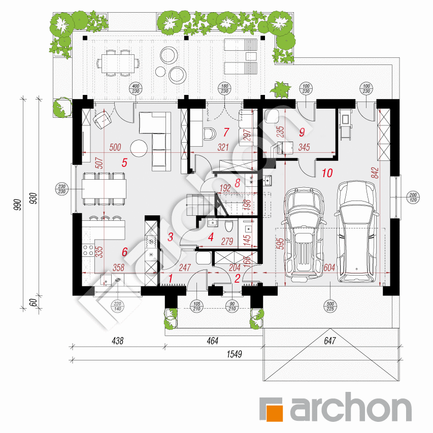 gotowy projekt Dom w balsamowcach 20 (G2A) rzut parteru