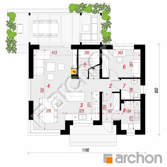 gotowy projekt Dom w wisteriach 8 (N) rzut parteru