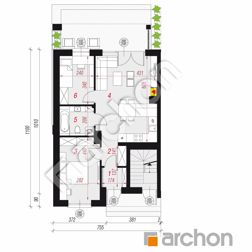 gotowy projekt Dom w bratkach 16 (R2B) rzut parteru