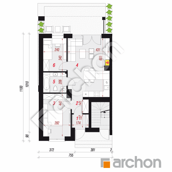 gotowy projekt Dom w bratkach 16 (R2B) rzut parteru