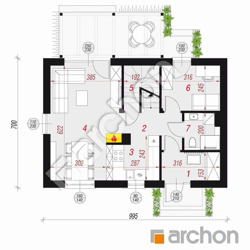 gotowy projekt Dom w everniach 3 rzut parteru