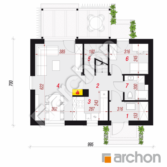 gotowy projekt Dom w everniach 3 rzut parteru