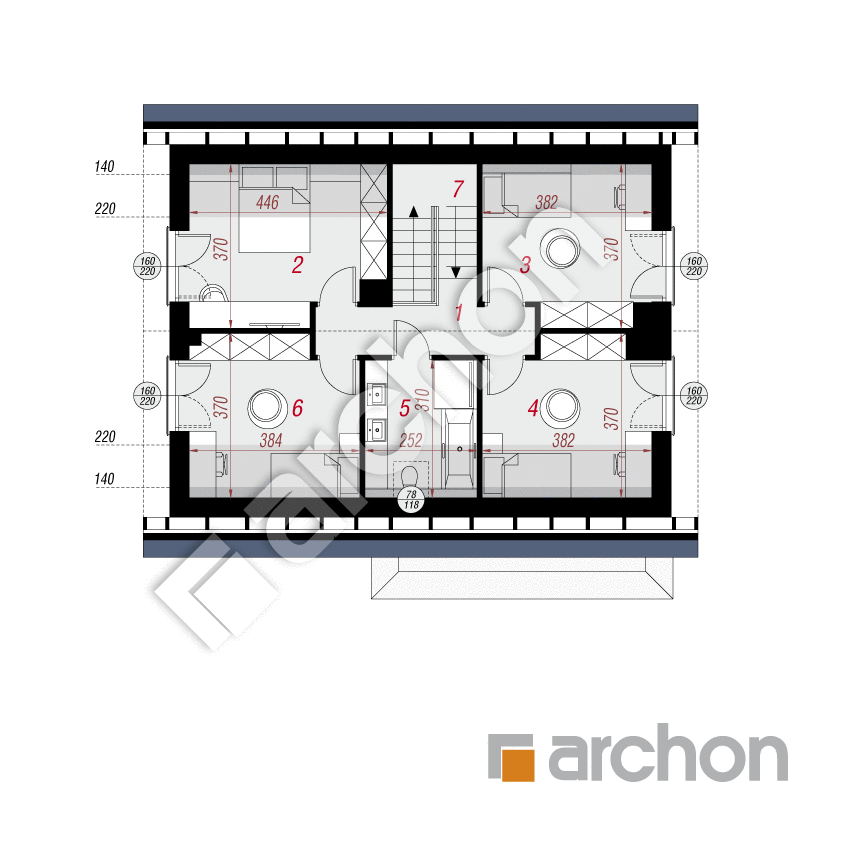 gotowy projekt Dom w lucernie 19 (GE) rzut poddasza