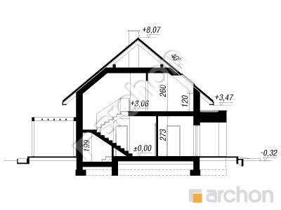 gotowy projekt Dom w lucernie 19 (GE) przekroj budynku