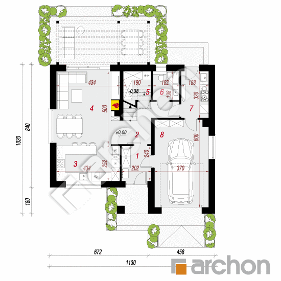 gotowy projekt Dom w lucernie 19 (GE) rzut parteru