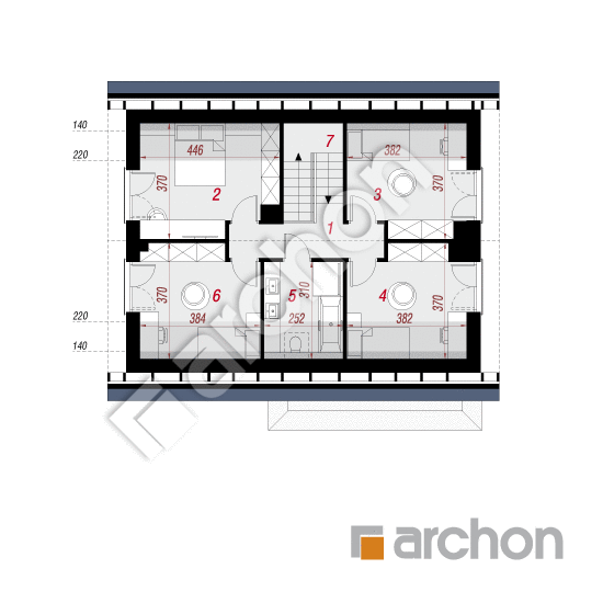 gotowy projekt Dom w lucernie 19 (GE) rzut poddasza