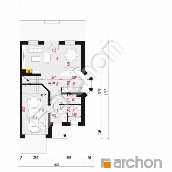 gotowy projekt Dom w klematisach 2 rzut parteru