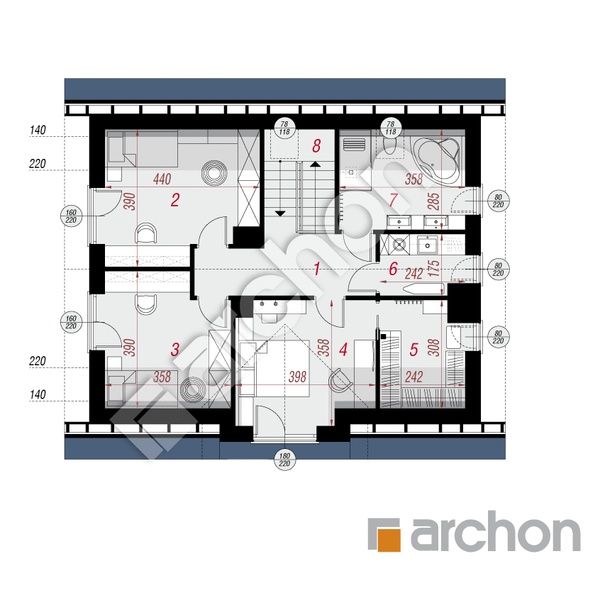 gotowy projekt Dom w lucernie 21 rzut poddasza