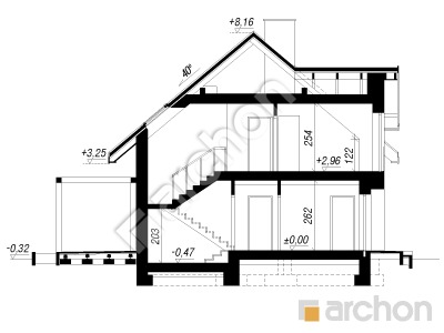 gotowy projekt Dom w lucernie 21 przekroj budynku