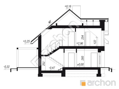 gotowy projekt Dom w lucernie 21 przekroj budynku