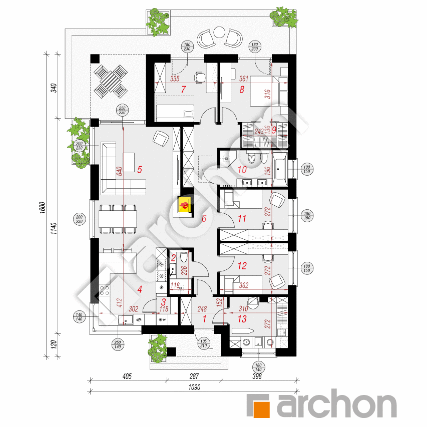 gotowy projekt Dom w renklodach 32 rzut parteru