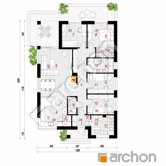 gotowy projekt Dom w renklodach 32 rzut parteru