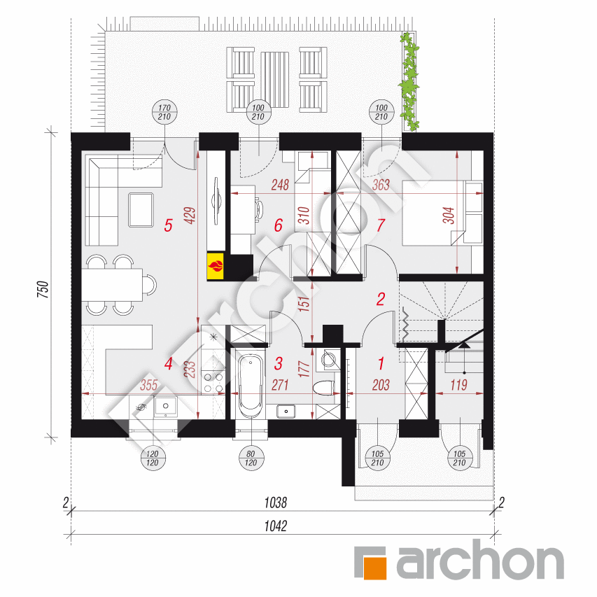 gotowy projekt Dom w halezjach (R2S) rzut parteru