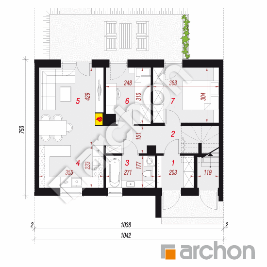 gotowy projekt Dom w halezjach (R2S) rzut parteru