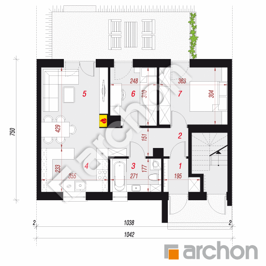 gotowy projekt Dom w halezjach (R2S) rzut parteru