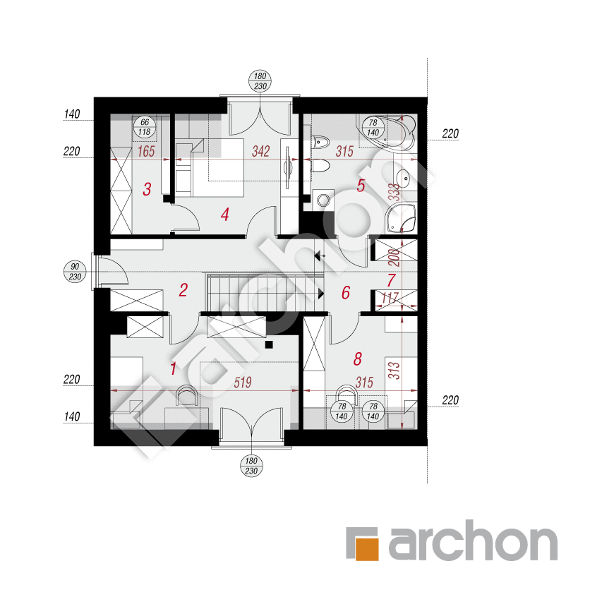 gotowy projekt Dom w cyklamenach 5 (B) rzut poddasza
