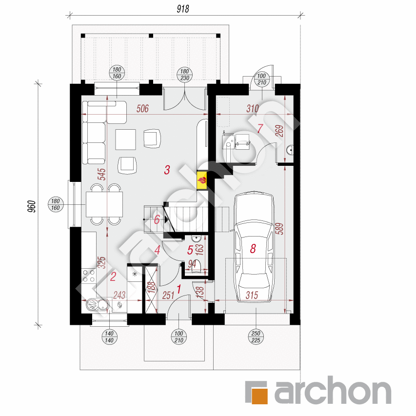 gotowy projekt Dom w cyklamenach 5 (B) rzut parteru