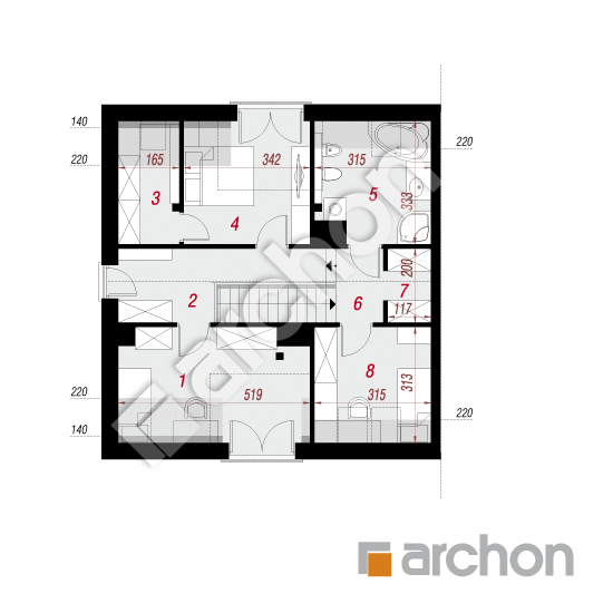 gotowy projekt Dom w cyklamenach 5 (B) rzut poddasza