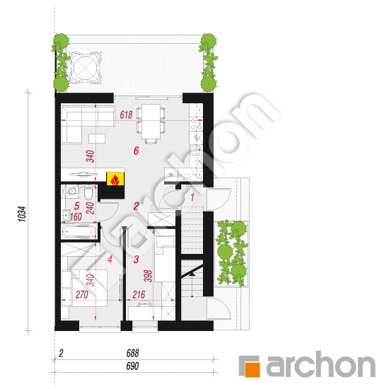 gotowy projekt Dom w omanach 2 (R2B) rzut parteru