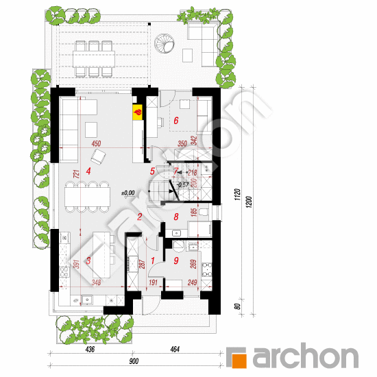 gotowy projekt Dom w anyżku 7 (E) rzut parteru