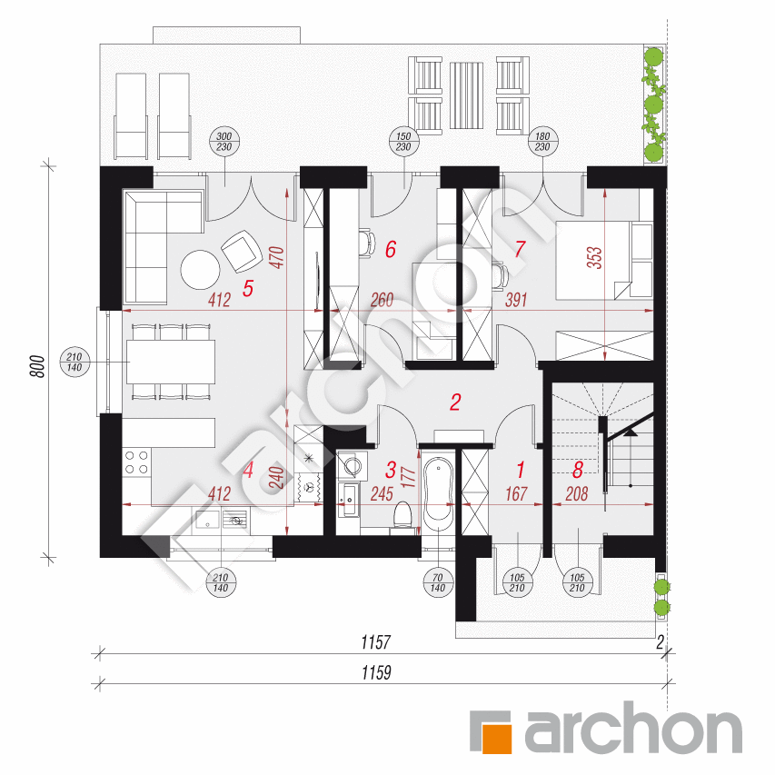 gotowy projekt Dom w halezjach 6 (R2B) rzut parteru