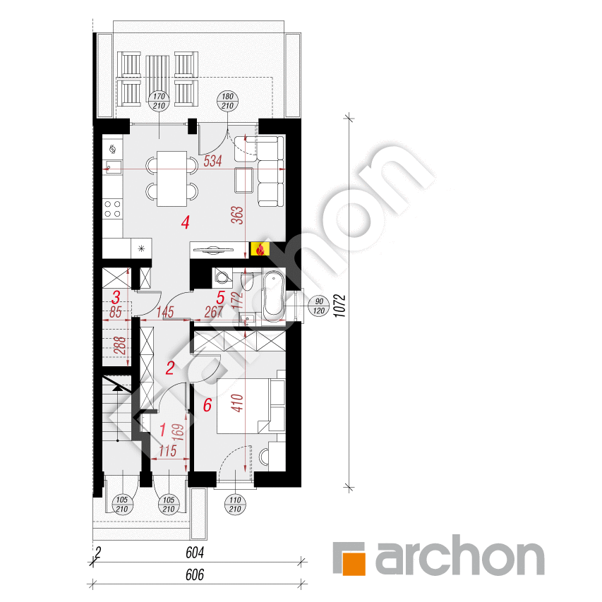 gotowy projekt Dom w bratkach 8 (R2B) rzut parteru