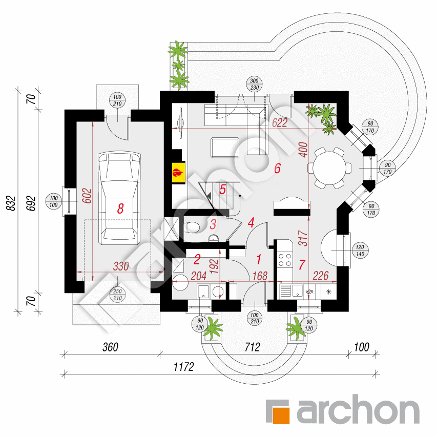 gotowy projekt Dom w winogronach 4 rzut parteru