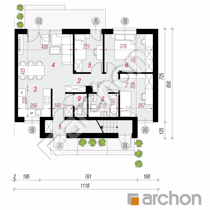 gotowy projekt Dom w tawlinach (R2B) rzut parteru