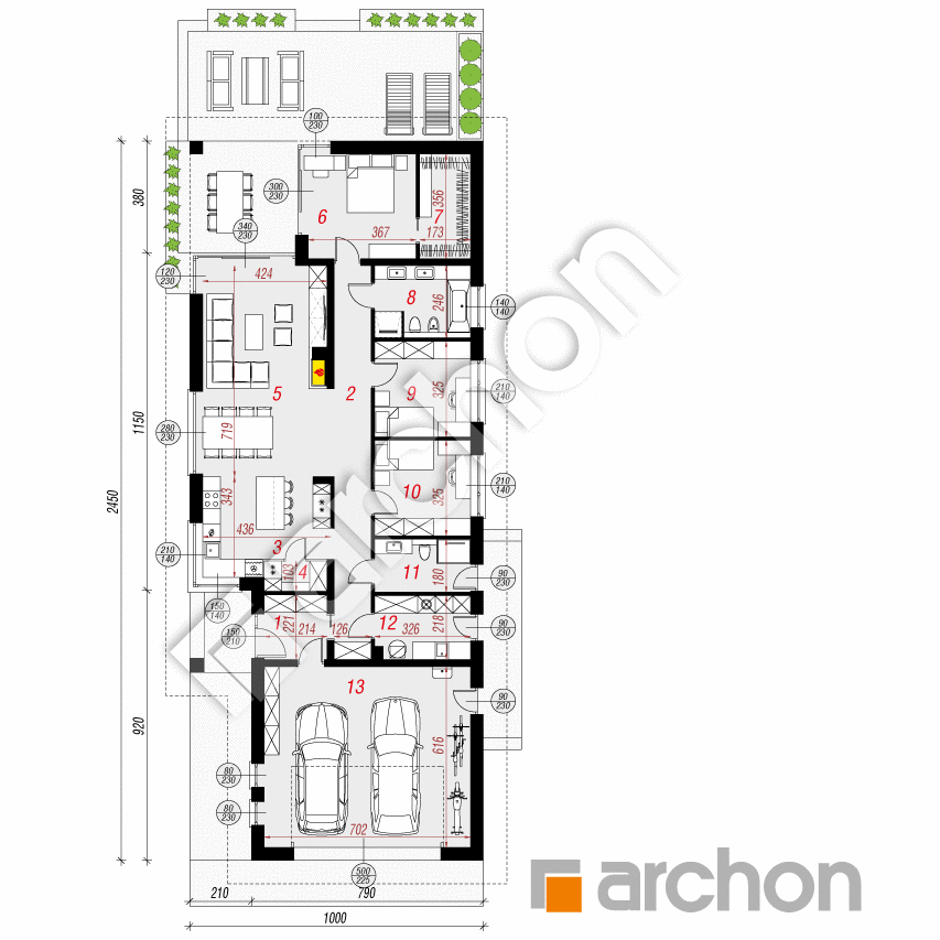 gotowy projekt Dom w modrzewnicy 9 (G2) rzut parteru
