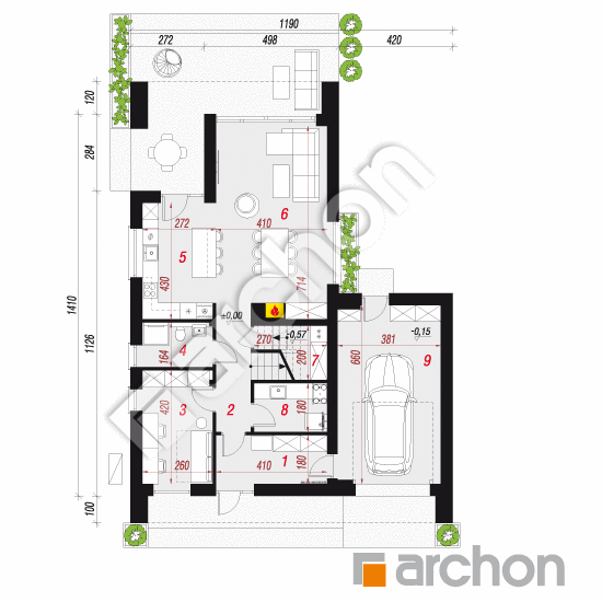 gotowy projekt Dom w asarinach 3 (GE) OZE rzut parteru