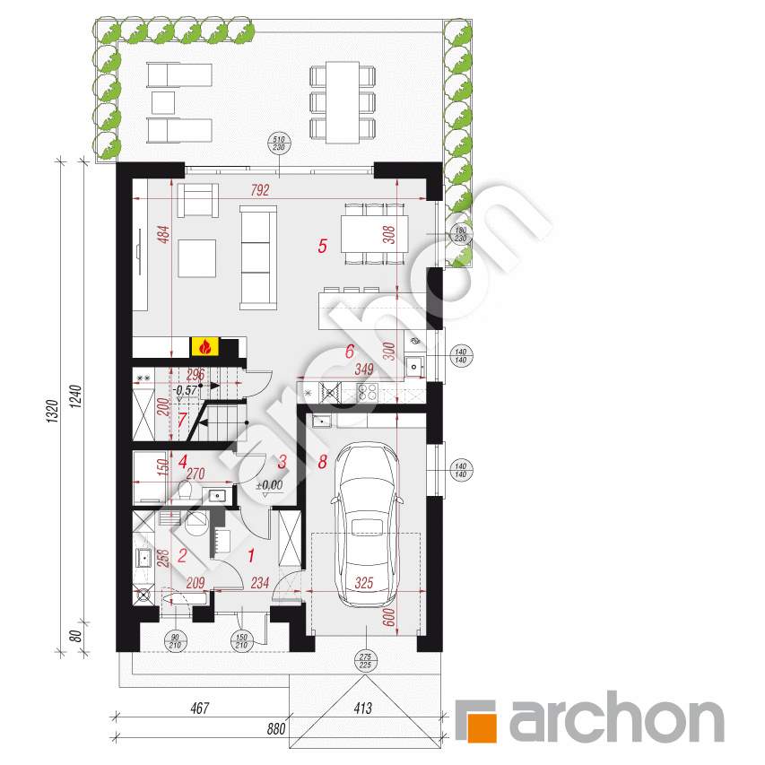 gotowy projekt Dom w malinówkach 53 (G) rzut parteru