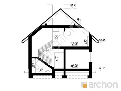 gotowy projekt Dom w malinówkach 53 (G) przekroj budynku