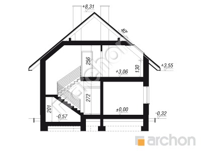 gotowy projekt Dom w malinówkach 53 (G) przekroj budynku