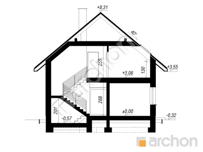 gotowy projekt Dom w malinówkach 53 (GE) OZE przekroj budynku
