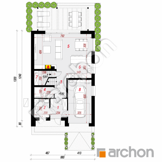 gotowy projekt Dom w malinówkach 53 (GE) OZE rzut parteru