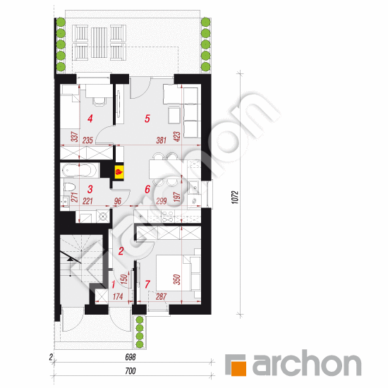gotowy projekt Dom w bratkach (R2BA) rzut parteru